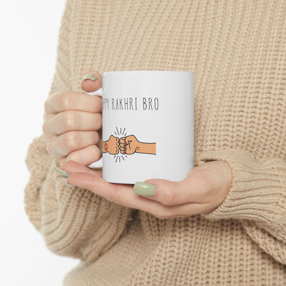 Happy Rakhri Bro Fist Bump Mug | Raksha Bandhan Ceramic Coffee Cup