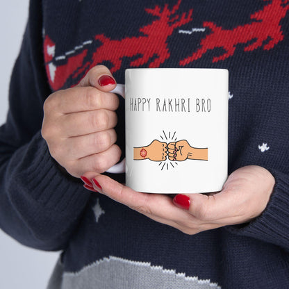 Happy Rakhri Bro Fist Bump Mug | Raksha Bandhan Ceramic Coffee Cup